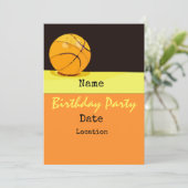 Basketball-verjaardagsuitnodiging met basketbal kaart (Staand voorkant)
