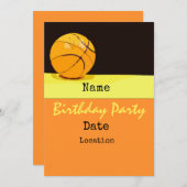 Basketball-verjaardagsuitnodiging met basketbal kaart (Voorkant / Achterkant)