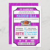 BASKETBALL VIP TICKET Bar Bat Mitzvah Uitnodiging (Voorkant / Achterkant)