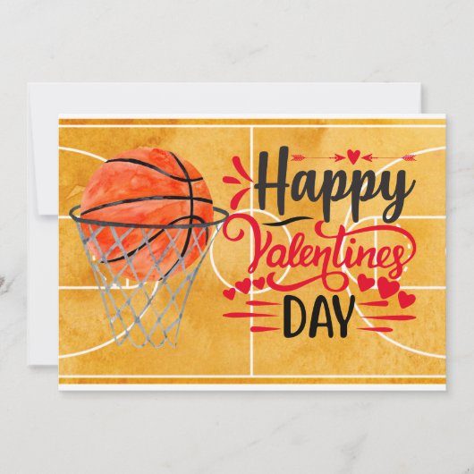 Basketball voor speler op Valentijnsdag Feestdagenkaart (Voorkant)
