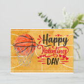 Basketball voor speler op Valentijnsdag Feestdagenkaart (Staand voorkant)