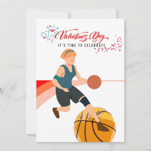 Basketball voor Valentijnsdag met liefde Feestdagenkaart