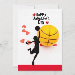 Basketball voor Valentijnsdag met liefde Feestdagenkaart