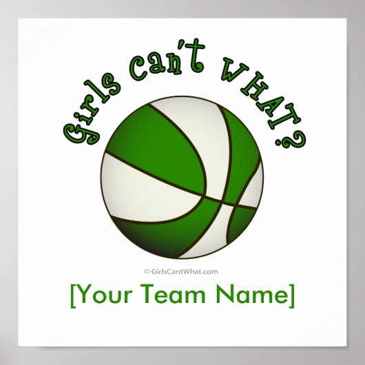 Basketball - wit/groen poster (Voorkant)