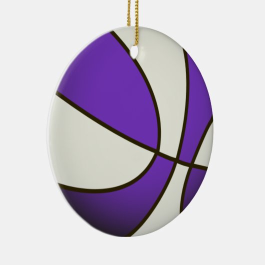 Basketball - Wit/Paars Keramisch Ornament (Rechts)