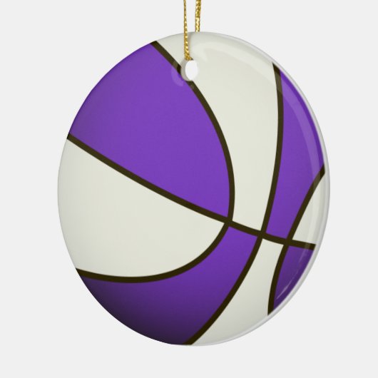 Basketball - Wit/Paars Keramisch Ornament (Links)