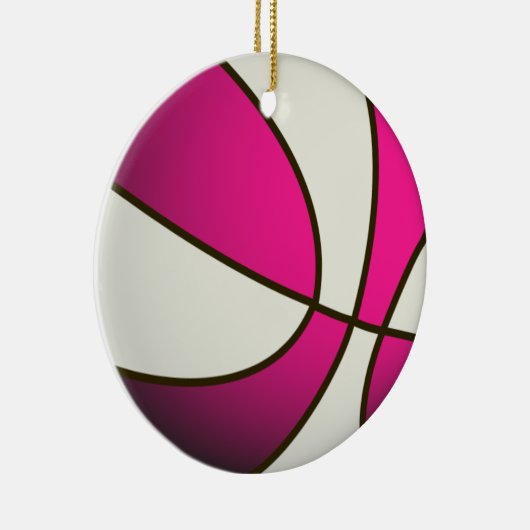 Basketball - wit/roze keramisch ornament (Rechts)