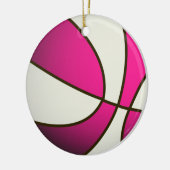 Basketball - wit/roze keramisch ornament (Links)