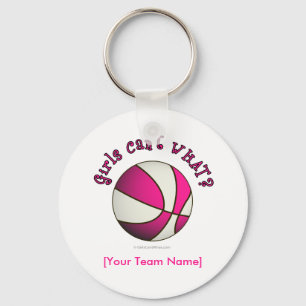 Basketball - wit/roze sleutelhanger