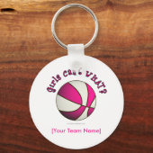 Basketball - wit/roze sleutelhanger (Voorkant)
