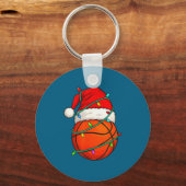 Basketball With Santa Hat Funny Christmas Xmas Gif Sleutelhanger (Voorkant)