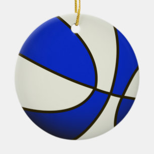 Basketball - Witte/Blauwe Producten Keramisch Ornament