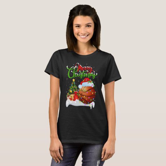 Basketball Xmas Decorations Santa Basketball Chr T-shirt (Voorkant volledig)