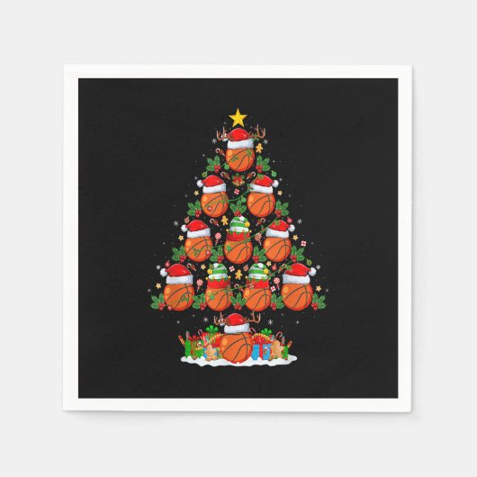 Basketball Xmas Tree Licht Funny Santa Basketball Servet (Voorkant)