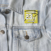 Basketball Yellow en White | Personaliseren Vierkante Button 5,1 Cm (In situ)