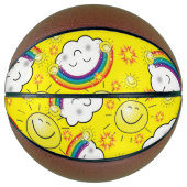Basketball Yellow Rainbow Sun Clouds Basketbal (Voorkant)