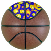 Basketball Yellow Stars Sun Moon Blue Basketbal (Rechts)