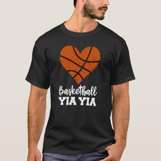 Basketball Yia Yia Basketball Heart Grandma YiaYia T-shirt