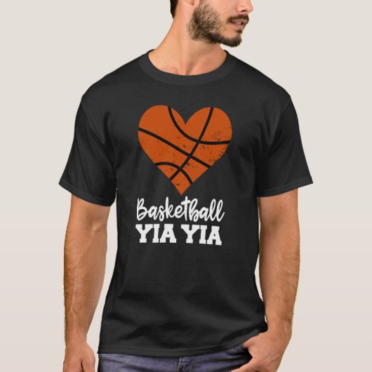 Basketball Yia Yia Basketball Heart Grandma YiaYia T-shirt (Voorkant)