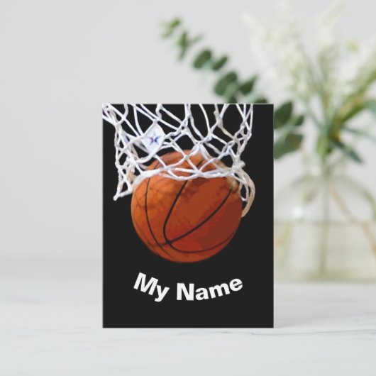 Basketball Your Name Custom Briefkaart (Staand voorkant)