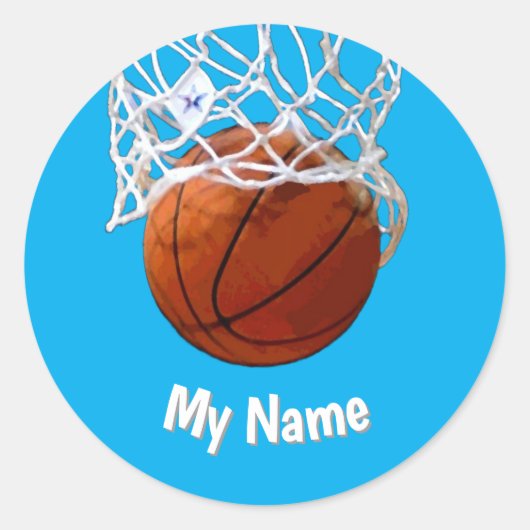 Basketball Your Name Custom Ronde Sticker (Voorkant)