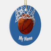 Basketball Your Name Custom Steel Blue Background Keramisch Ornament (Rechts)