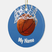 Basketball Your Name Custom Steel Blue Background Keramisch Ornament (Links)