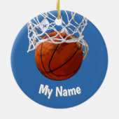 Basketball Your Name Custom Steel Blue Background Keramisch Ornament (Achterkant)