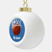 Basketball Your Name Custom Steel Blue Background Keramische Bal Ornament (Rechts)