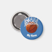 Basketball Your Name Custom Steel Blue Background Magneet (Voorkant / Achterkant)