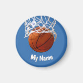Basketball Your Name Custom Steel Blue Background Magneet (Voorkant)