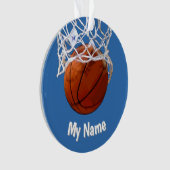 Basketball Your Name Custom Steel Blue Background Ornament (voorkant)