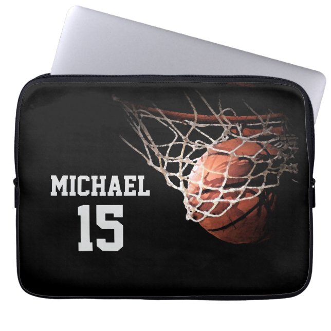 Basketball Your Name Laptop Sleeve (Voorkant)