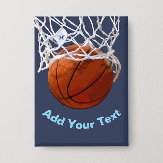 Basketball Your Name Text Message Slogan Custom Button (Voorkant)