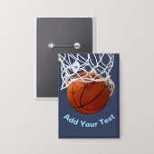 Basketball Your Name Text Message Slogan Custom Button (Voorkant / Achterkant)