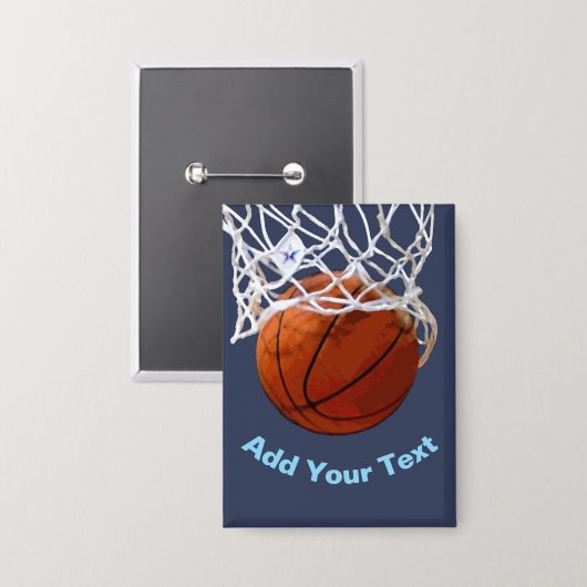Basketball Your Name Text Message Slogan Custom Button (Voorkant / Achterkant)