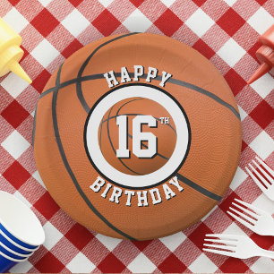 Basketball Zestiende dag Sweet 16 Happy Birthday Papieren Bordje