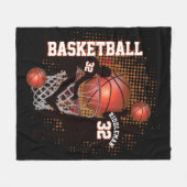 Basketball - zwart en Oranje - DIY-tekst Fleece Deken (Voorkant (Horizontaal))
