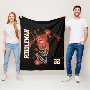 Basketball - zwart en Oranje Fleece Deken