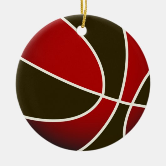 Basketball - zwart/rood keramisch ornament (Voorkant)