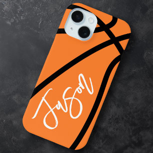Basketball zwarte oranje douanenaam iPhone 15 case