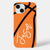 Basketball zwarte oranje douanenaam Case-Mate iPhone case (Achterkant)