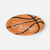 Basketball zwarte oranje douanenaam papieren bordje (Gekanteld)