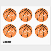 Basketball zwarte oranje douanenaam ronde sticker (Vel)