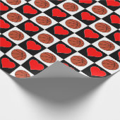 Basketballen en Hearts Basketball Team Party Cadeaupapier (Hoek)