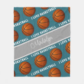 basketballen en ik hou van basketbaltekstpatroon fleece deken (Voorkant)