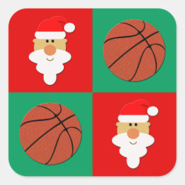 Basketballen en kerstcadeautjes voor kerstmis vierkante sticker