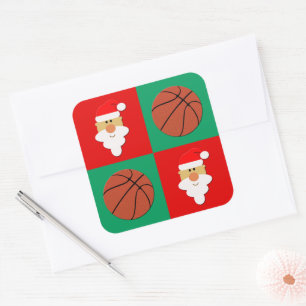 Basketballen en kerstcadeautjes voor kerstmis vierkante sticker