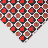 Basketballen & harten Patroon Fun Party Tissuepapier (Detail)