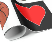 Basketballen & Hearts Black & White Checker Patter Cadeaupapier (Rol Hoek)